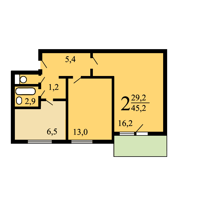 Квартира-вторичка 44.5 м2 от 9099000 руб, Москва , Открытый аукцион 