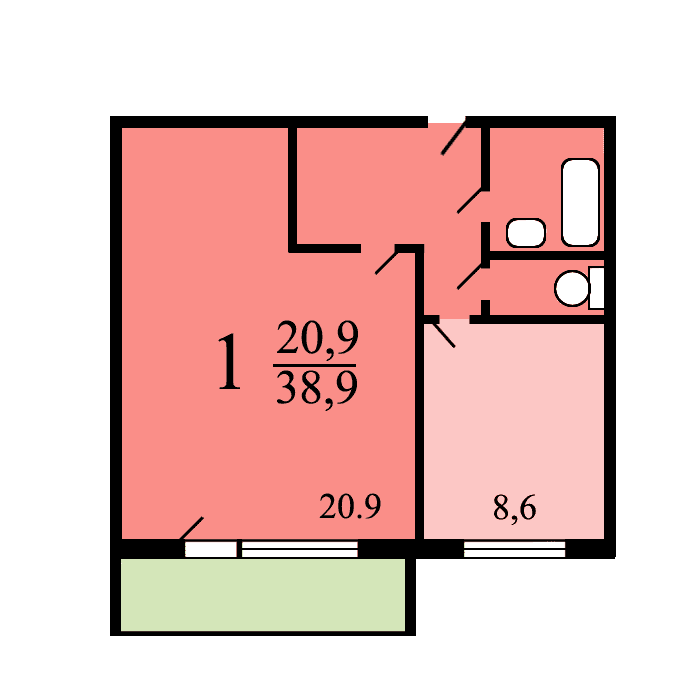 Квартира-вторичка 39.4 м2 от 9752000 руб, Москва , Открытый аукцион 